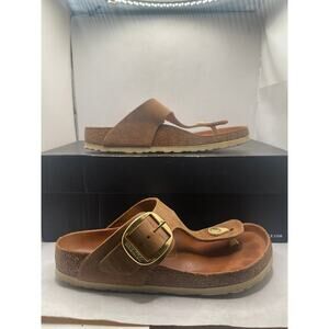 Birkenstock Women's Gizeh Big Buckle Oiled Leather Thong Sandals EUR 37- US 6.5